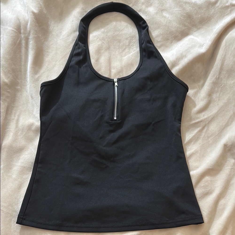 Black Halter Top with Zipper